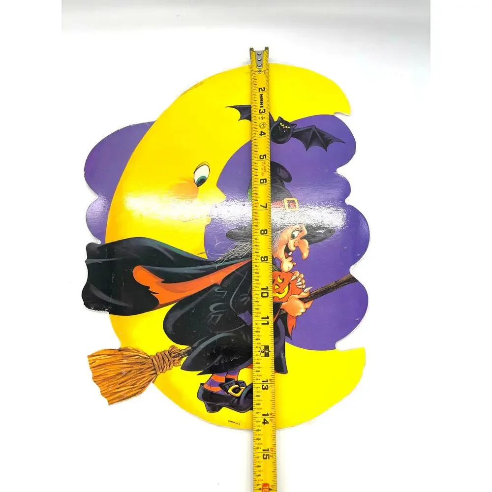 Vintage Eureka USA Halloween Die Cut Witch Decoration Double Sided 14